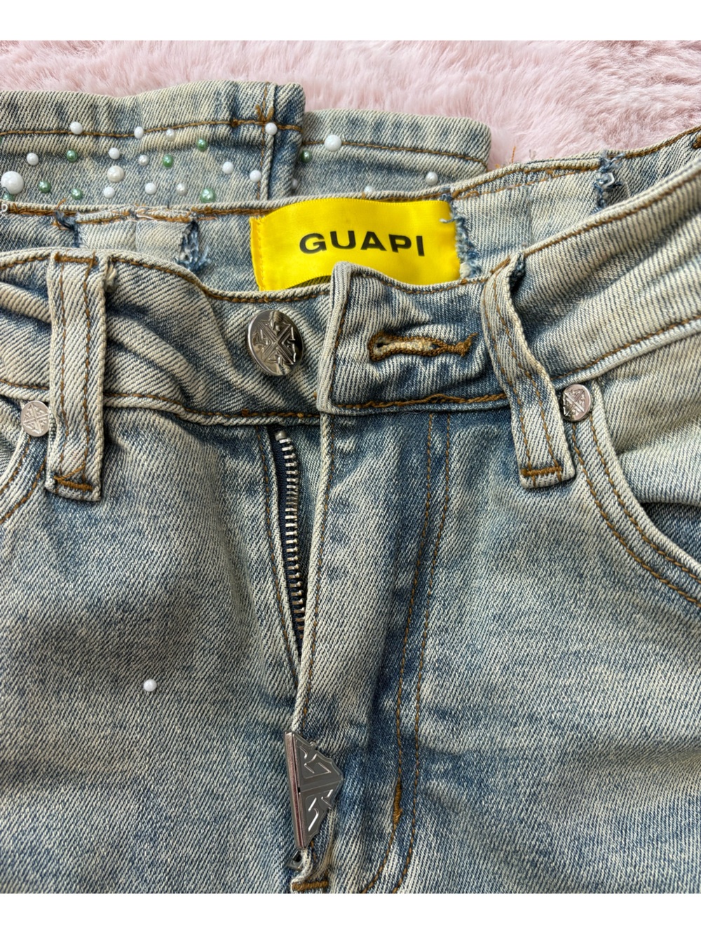 Guapi limited edition vintage olive pearls denim jeans. - Picture 3 of 7